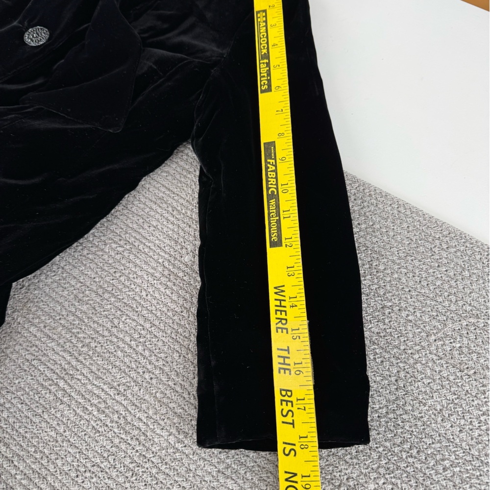 Vintage Black Velvet Tie Neck Ankle Length Dress Coat Size Small - Picture 11 of 15